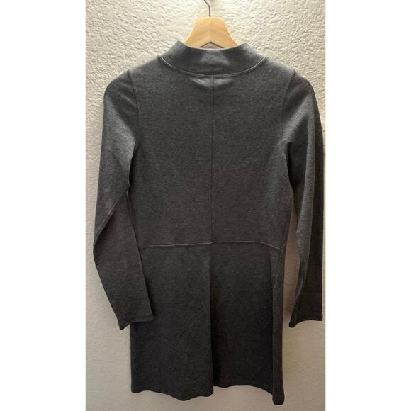 Everlane 100% Cotton Mockneck Dress Gray XS Long Sleeve A-Line EUC Minimalist - Picture 4 of 6